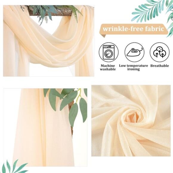Arch Drapes for Wedding Arch Draping Fabric 2 Panel Sheer Backdrop Curtain - Picture 4 of 7